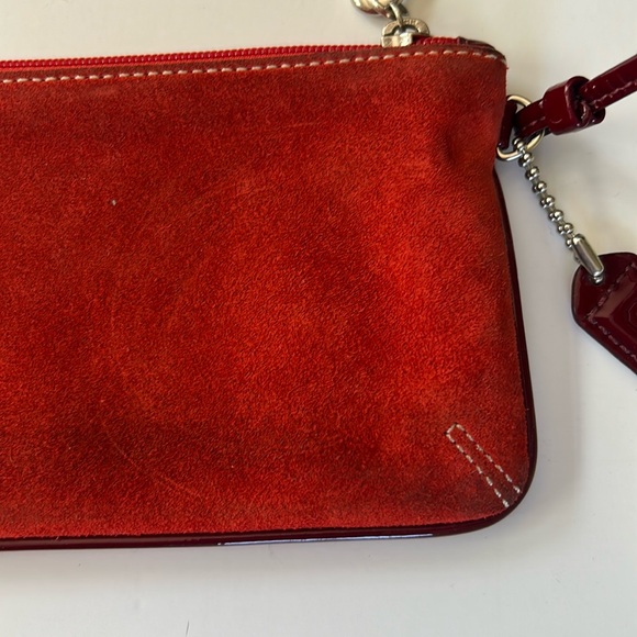 Vintage Coach Red Suede with Patent leather trim Wristlet Clutch - Picture 6 of 12